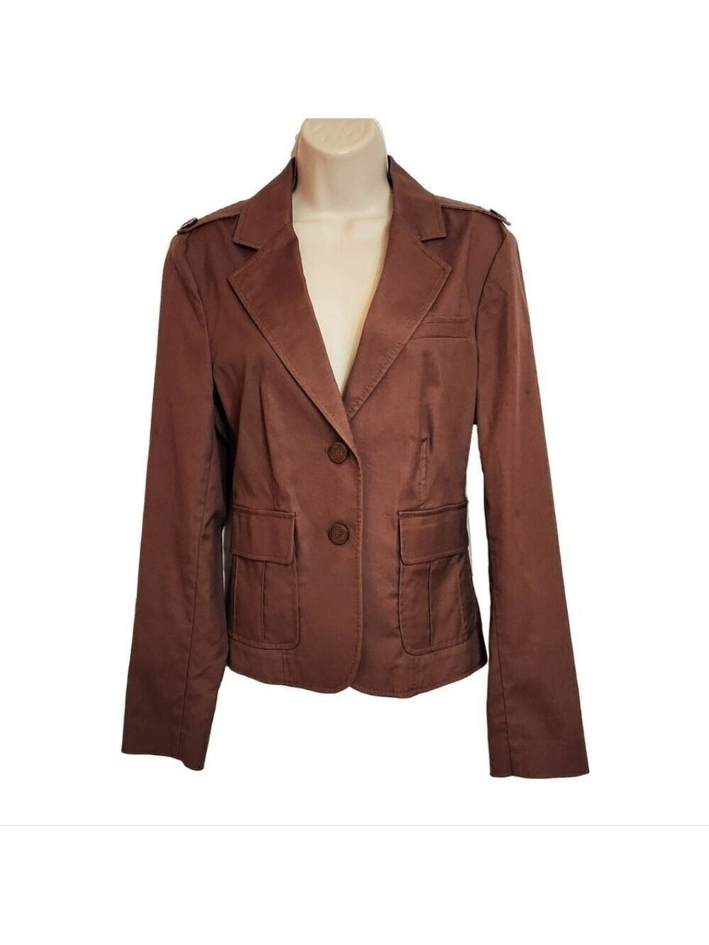 The Limited Brown Cotton Blend Fitted Career Blazer Jacket Size 8